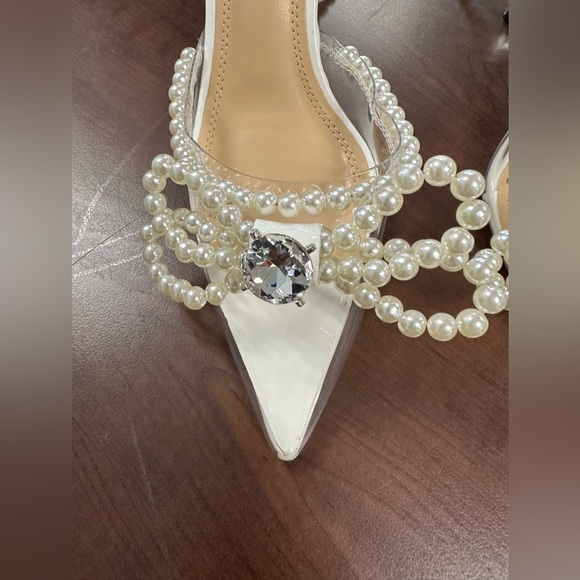 White Pearl Heels Ankle Strap size size 38 (7.5) - Picture 4 of 7